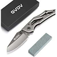 GVDV Cuchillo Plegable Supervivencia- Navaja de Bolsillo con 7CR17 Hoja de Acero Inoxidable Acampar Navaja para Acampar…